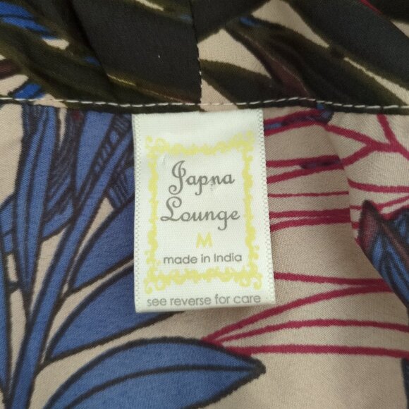 Japna Lounge Kimono Cardigan Womens Medium Tropical Leaves Lace 3/4 Sleeve - Picture 4 of 10